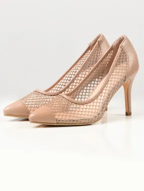 Pointed Net Heels - Skin