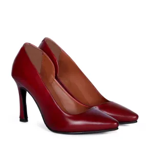 Pointed Toe Ladies formal Wine Sleek Stiletto Pencil Heel By Brune & Bareskin