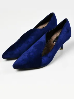 Pointed Velvet Heels - Blue