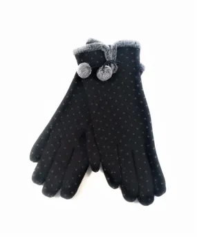 Polka Dot Faux Fur Pom Pom Glove