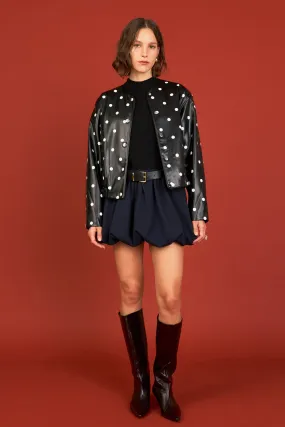 Polka Dot Faux Leather Jacket