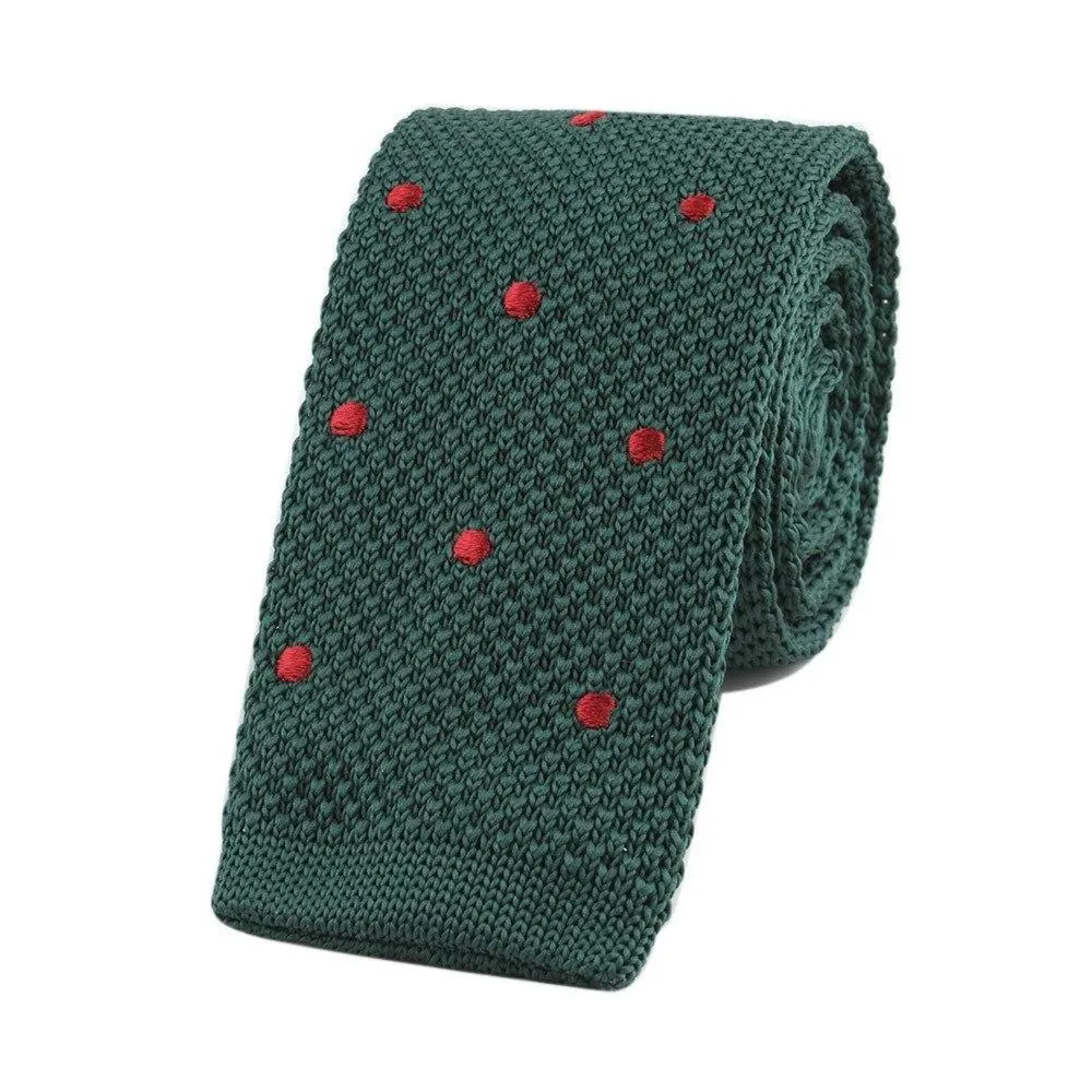 Polka Dot Flat End Knitted Tie