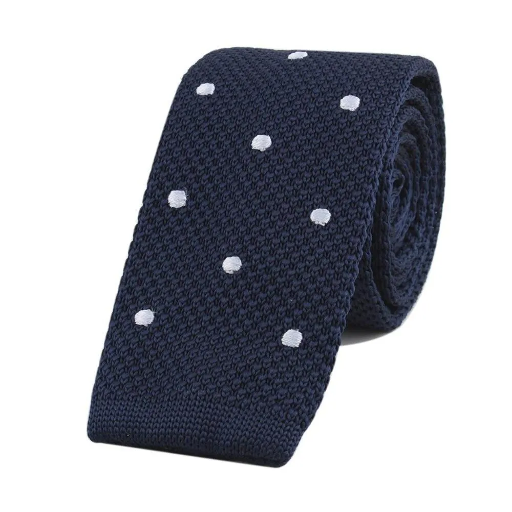 Polka Dot Flat End Knitted Tie