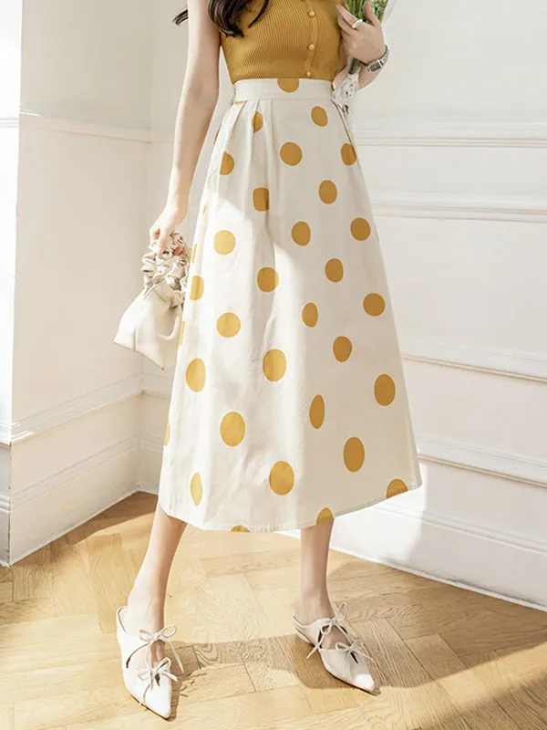 Polka-Dot Loose Skirts Bottoms