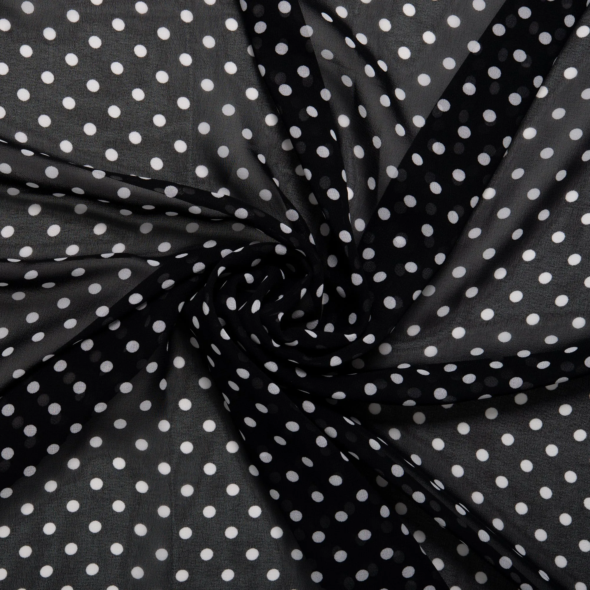 POLKA DOT Printed Polyester - Black