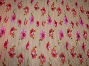 Polyester Pleated Printed Georgette Peach Fabric ~ 44'' wide