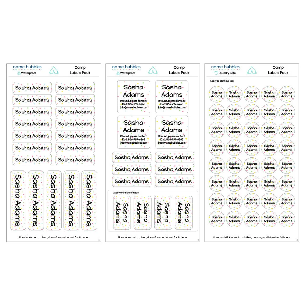 Pom Pom Camp Labels Pack