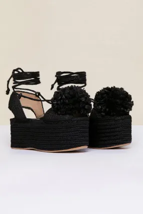 Pompom platform espadrilles