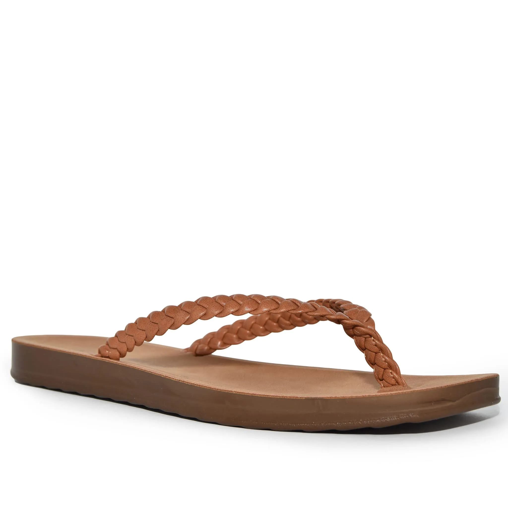 PONA-17 Braided Square Toe Thong Flip Flop Sandals