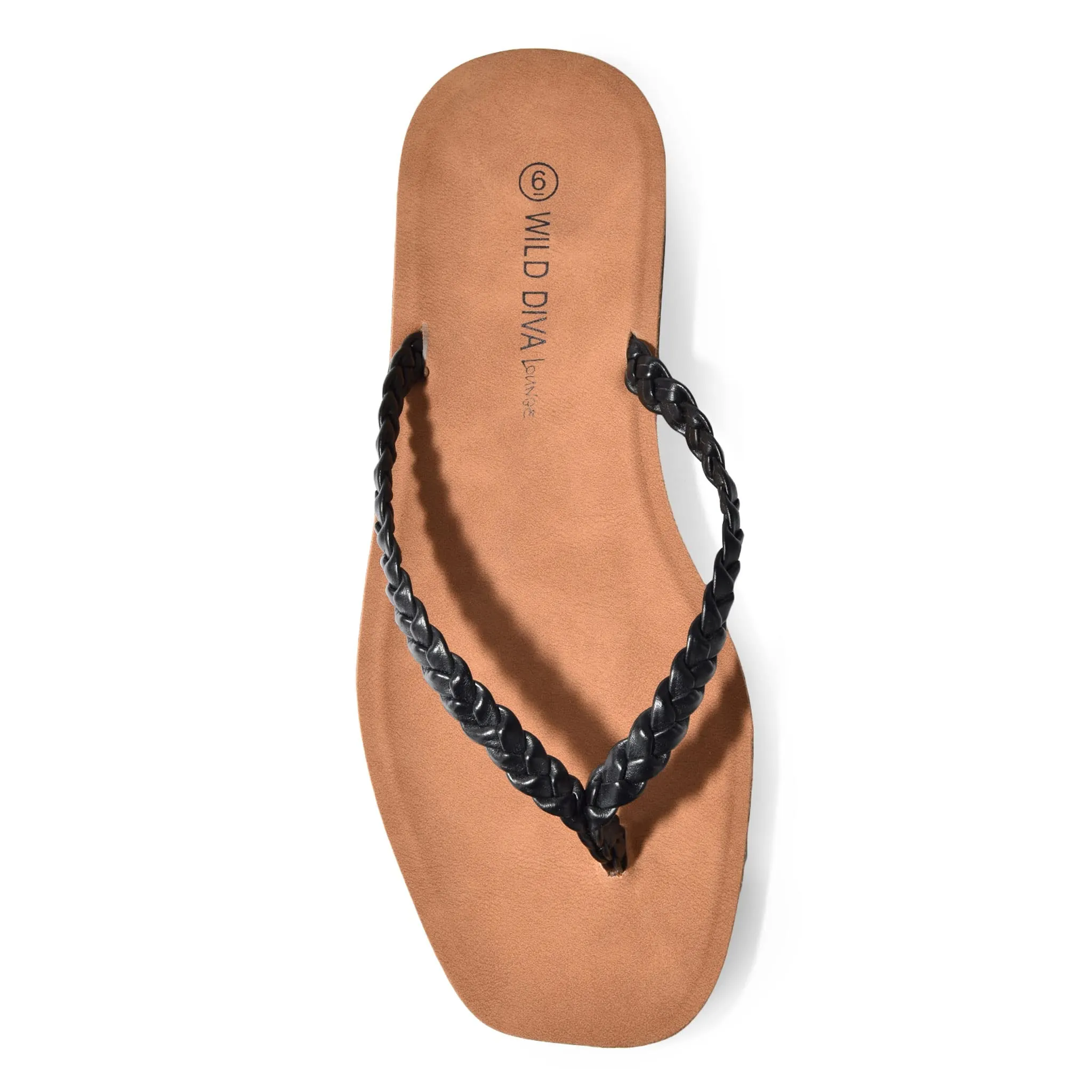 PONA-17 Braided Square Toe Thong Flip Flop Sandals