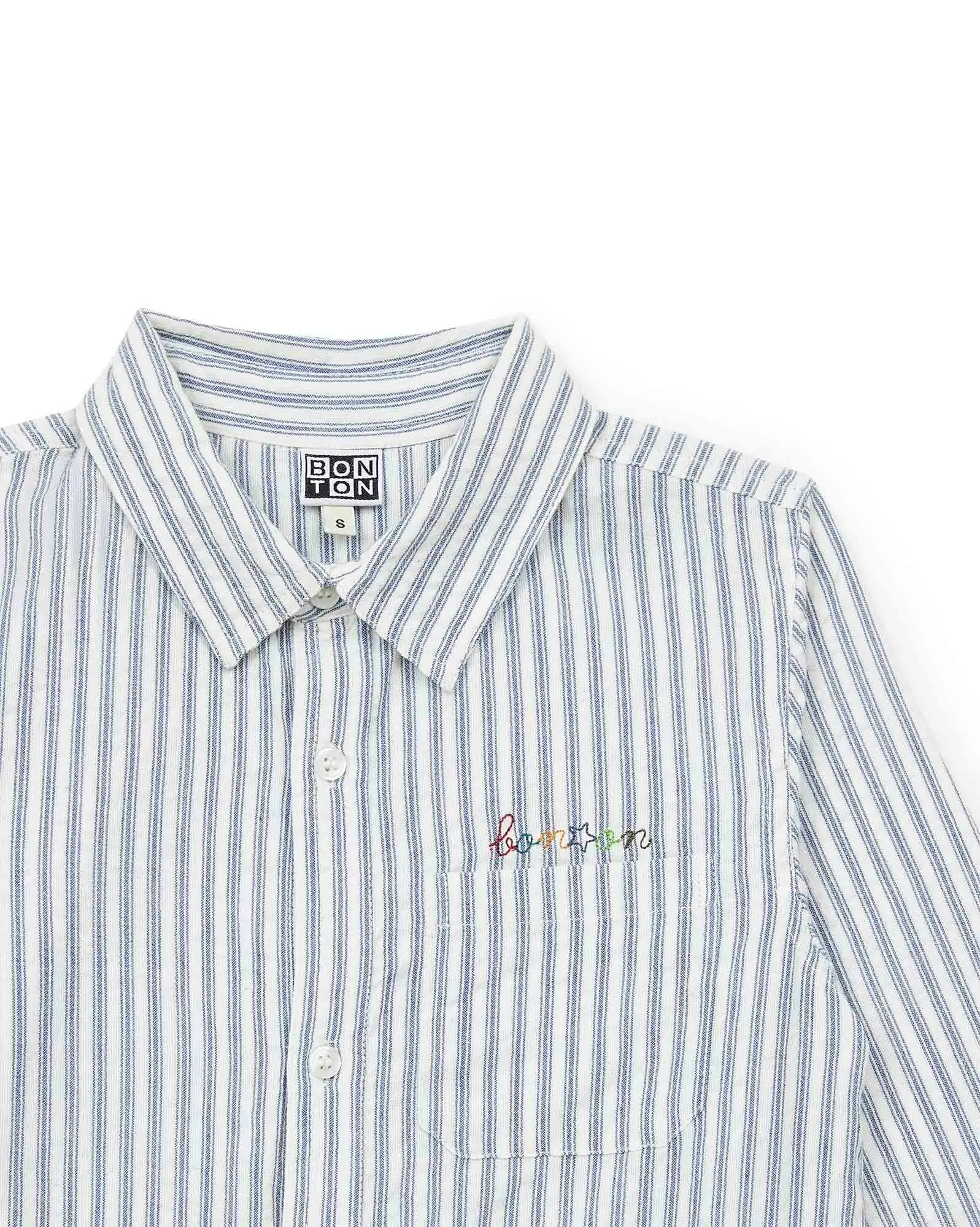 Poplin Shirt in Rayure Bleue