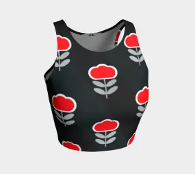 Poppy Print Athletic Crop Top