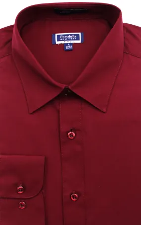PORTABELLA,SOLID-SPREAD COLLAR-DRESS SHIRTS-S2020-BURGUNDY