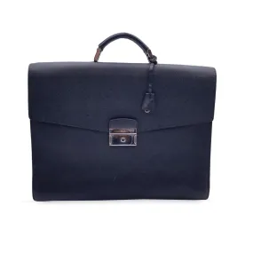 Prada Black Saffiano Leather 3 Gussets Briefcase Work Bag