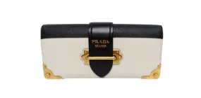 Prada Calf Saffiano Leather East-West Clutch With Chain Strap