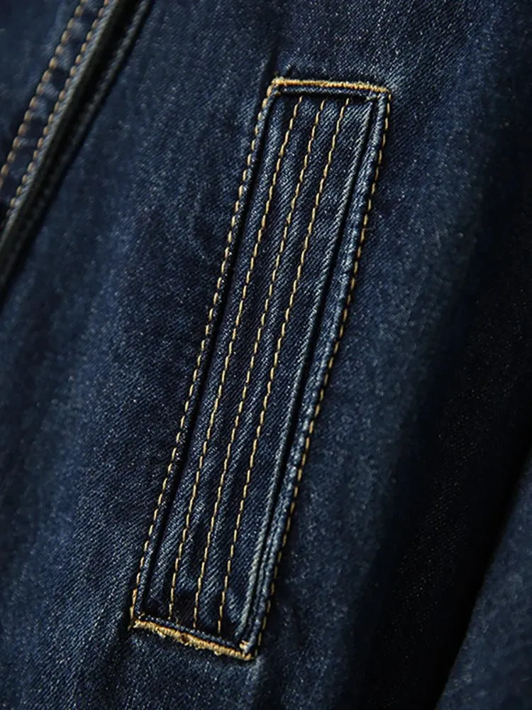 Pre Order:  Large Lapel Tie Waist Denim Jacket