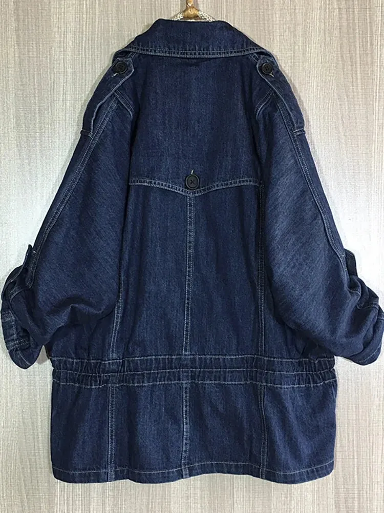 Pre Order:  Large Lapel Tie Waist Denim Jacket