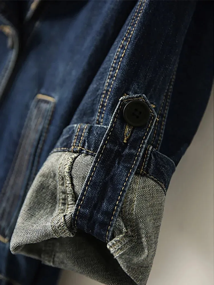 Pre Order:  Large Lapel Tie Waist Denim Jacket