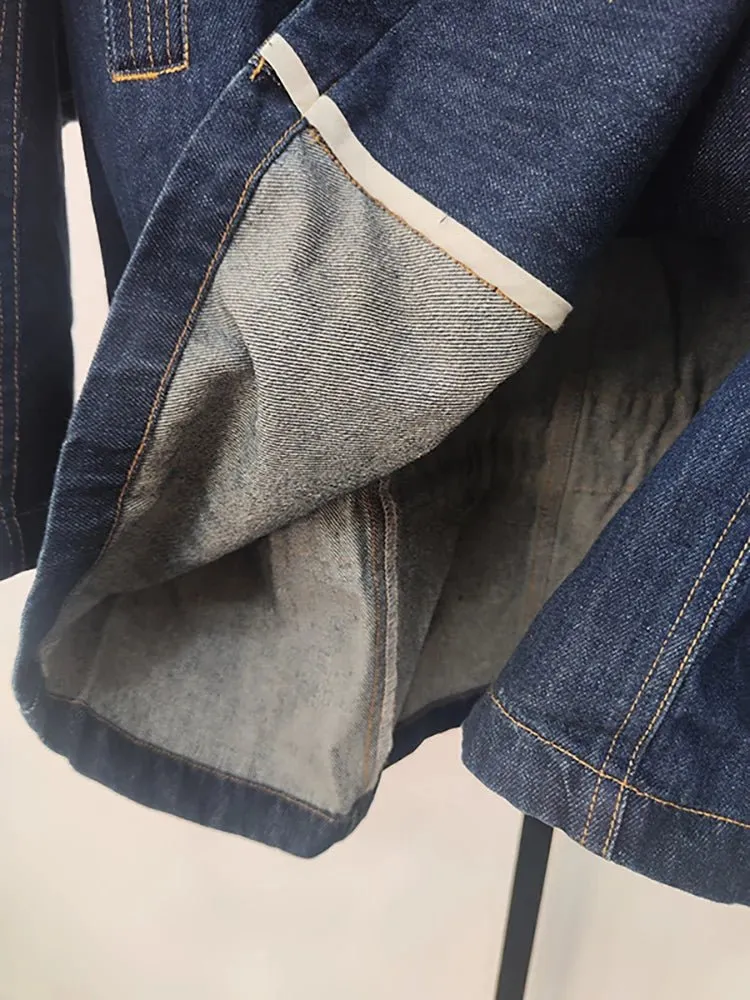 Pre Order:  Large Lapel Tie Waist Denim Jacket