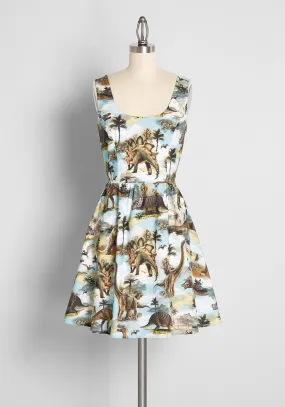 Prehistoric Presentation Fit and Flare Dress