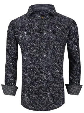 PREMIERE SHIRTS: Black & White Paisley