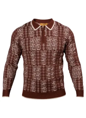 Prestige Brown Men's Polo Sweater with zipper SW-571