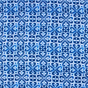 Printed Chiffon Yoryu - NAOMI - 004 - White & blue