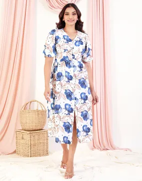 Printed Empire Waist Midi Dress