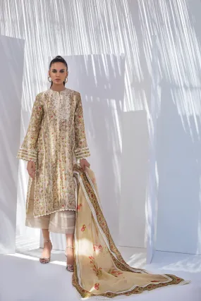 Printed Khaadi Silk Kurta And Culottes With Dupatta