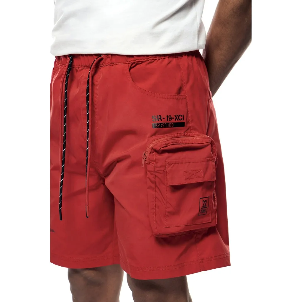 Printed Utility Lounge Windbreaker Shorts - Red