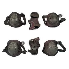 Prokick Protective Set - 2pcs knee pad, 2pcs elbow pad, 2pcs wrist pad, Black