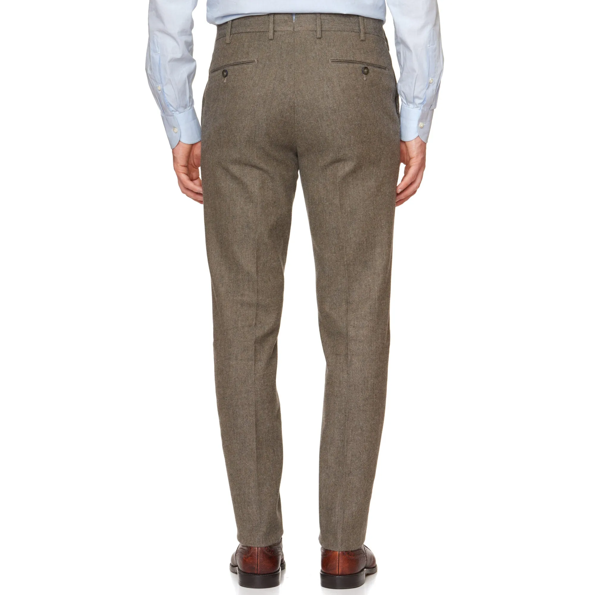 PT01 PANTALONI TORINO "Jacques" Khaki Flannel Twill Cotton Flat Front Pants NEW US 40