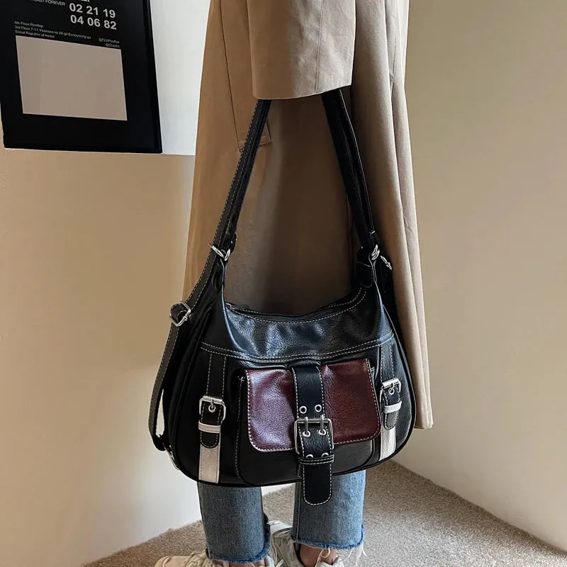 Pu Leather Shoulder Bags Female Bags on Sale High Quality New Sewing Thread Solid Square Wallet Bolsas De Ombro