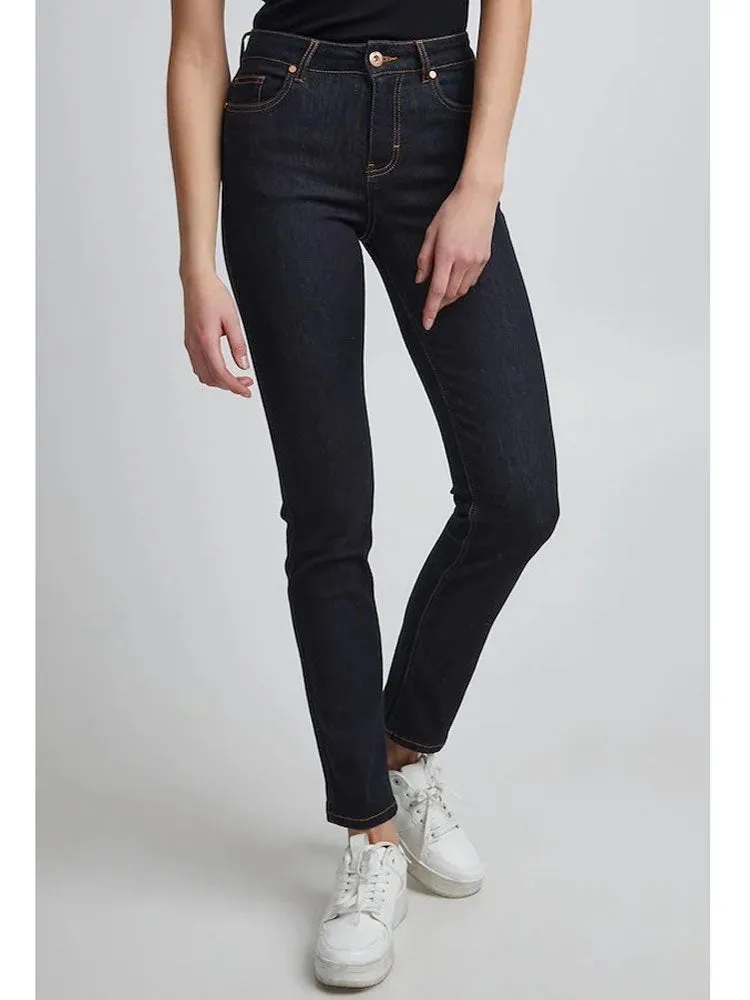 Pulz PzEmma Straight Leg Jeans Un-Wash Dark
