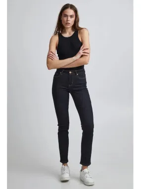 Pulz PzEmma Straight Leg Jeans Un-Wash Dark