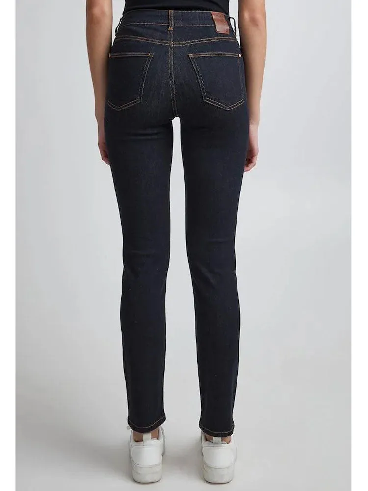 Pulz PzEmma Straight Leg Jeans Un-Wash Dark