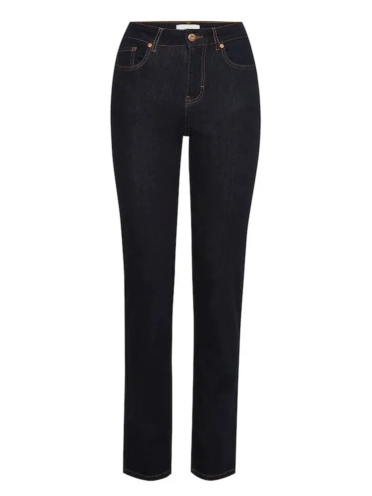 Pulz PzEmma Straight Leg Jeans Un-Wash Dark