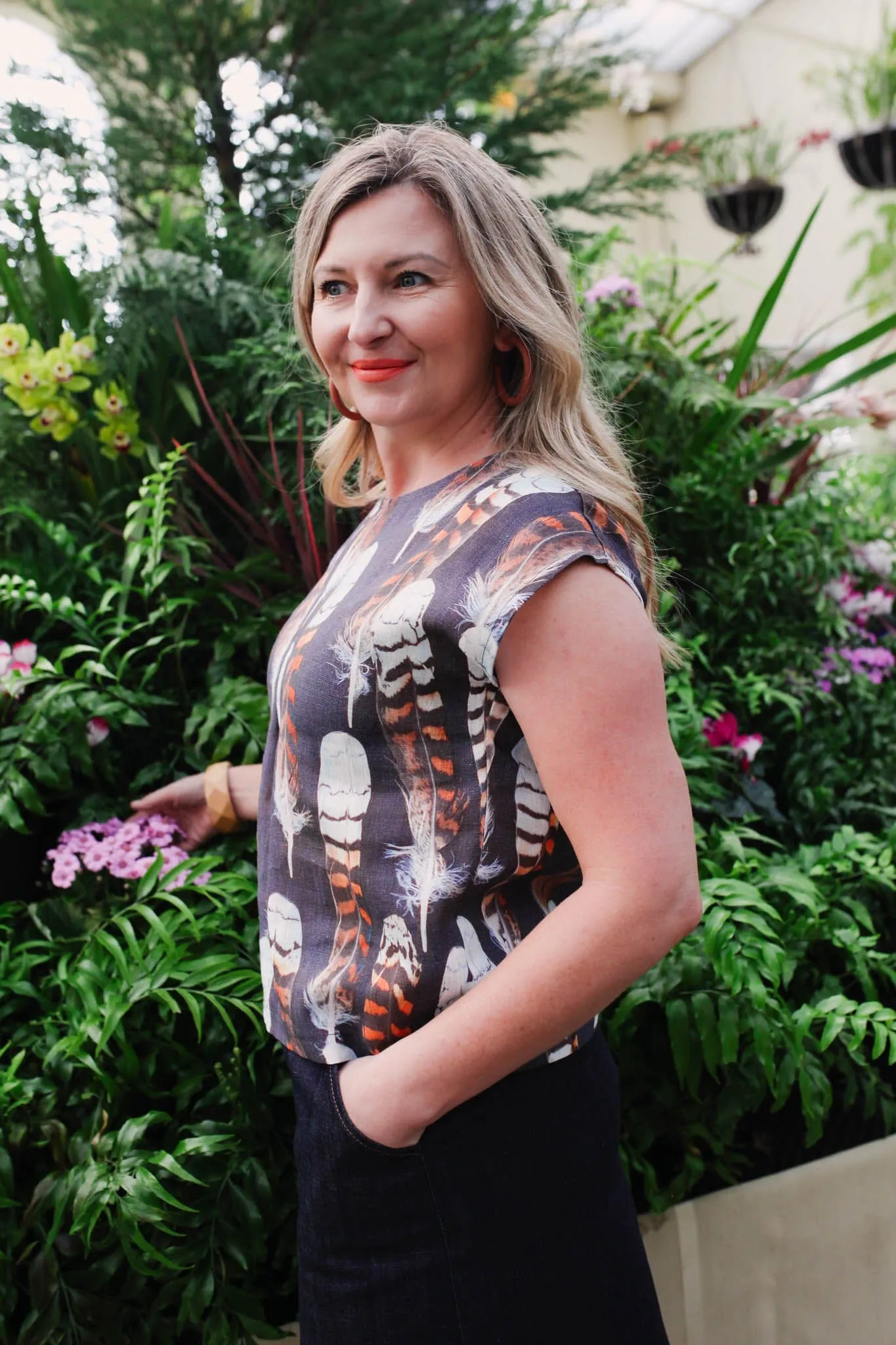 Pure Linen Mini Pleat Top - Kookaburra Feather