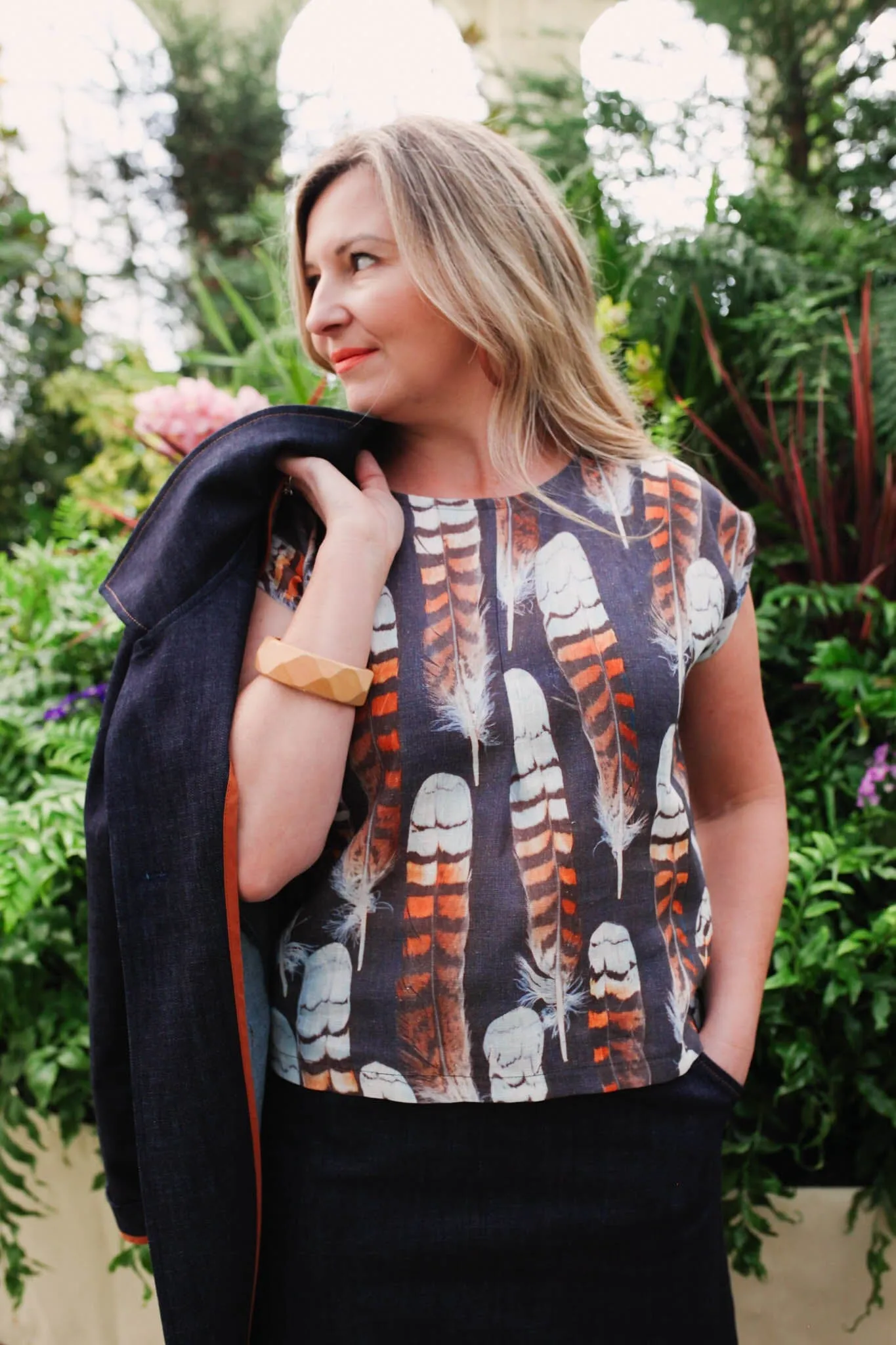 Pure Linen Mini Pleat Top - Kookaburra Feather