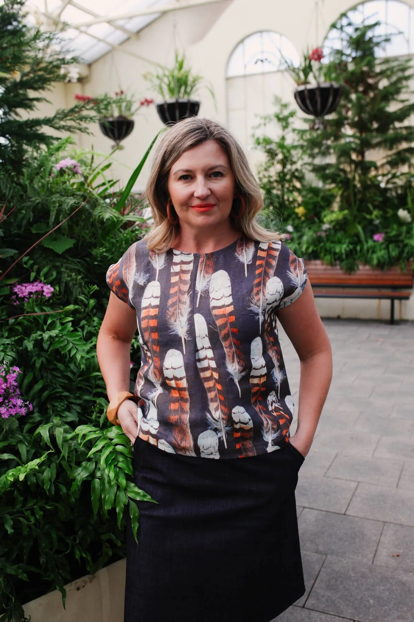Pure Linen Mini Pleat Top - Kookaburra Feather