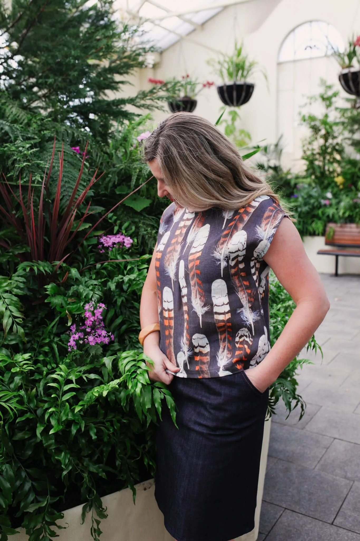 Pure Linen Mini Pleat Top - Kookaburra Feather