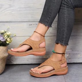 Purpdrank - Women Sandals Shoes Summer Solid Color Buckle Flip Flops Ladies Wedge Sandalias Outdoor Females Beach Shoes Chaussure Femme
