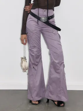 Purple Cargo Flared Pants