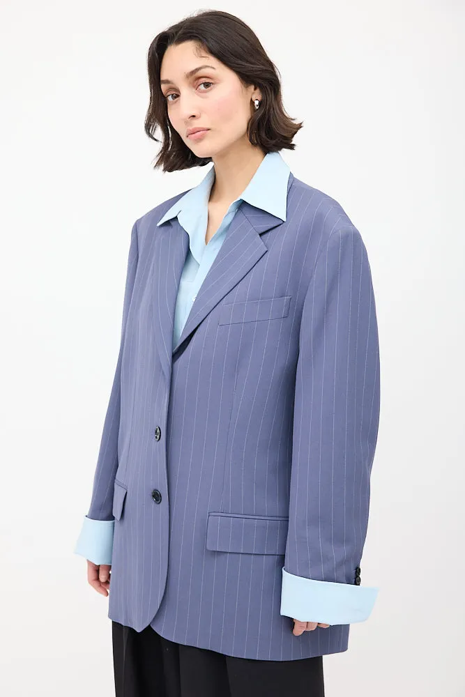 Purple Wool Pinstripe Blazer