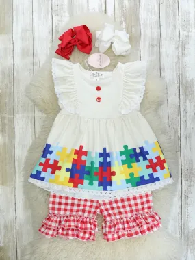 Puzzle Pieces Ruffle Outfit