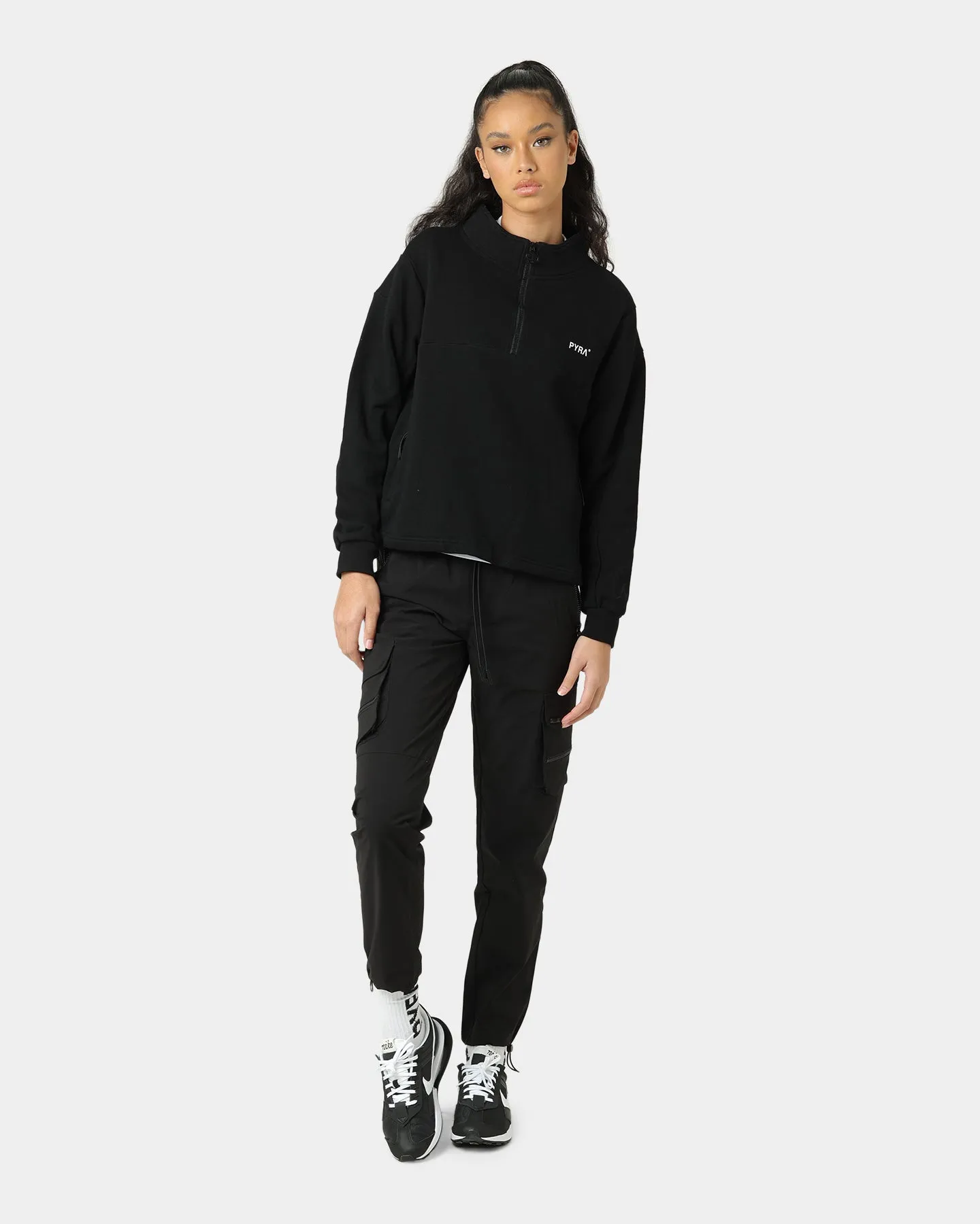 PYRA Women's Quarter Zip Pull Over Black
