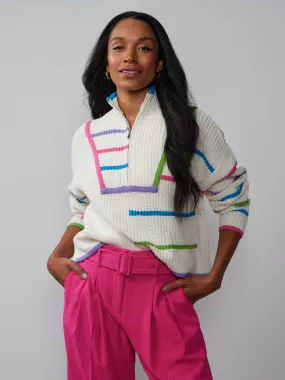 Quarter Zip Multi Stripe Sweater