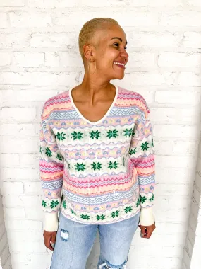 Queen Of Pink Christmas Print Sweater