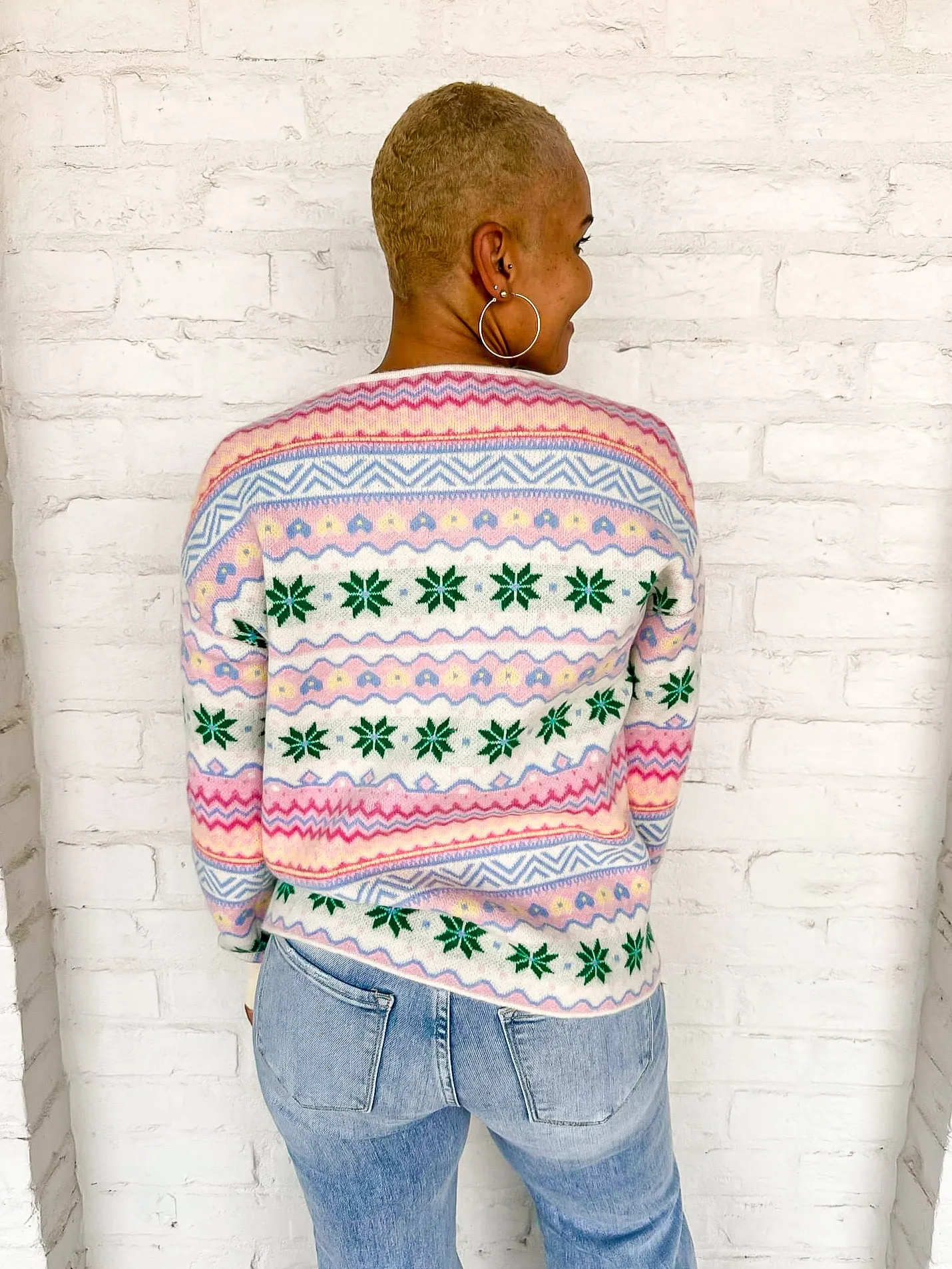 Queen Of Pink Christmas Print Sweater