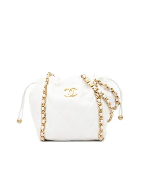 Quilted Lambskin Chain Detail Bucket Bag